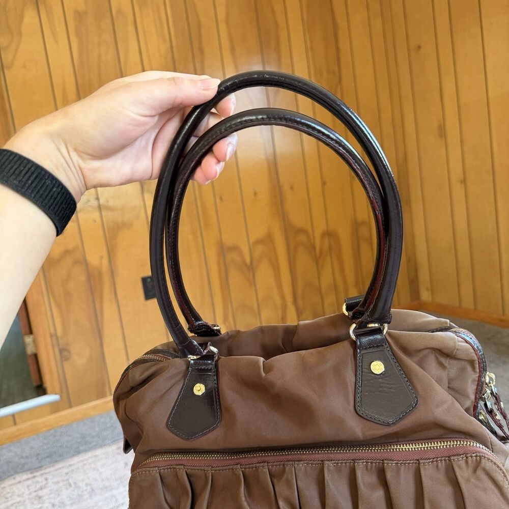 MZ Wallace Brown Nylon Leather Large Top Handle Tote Bag - Picture 8 of 16